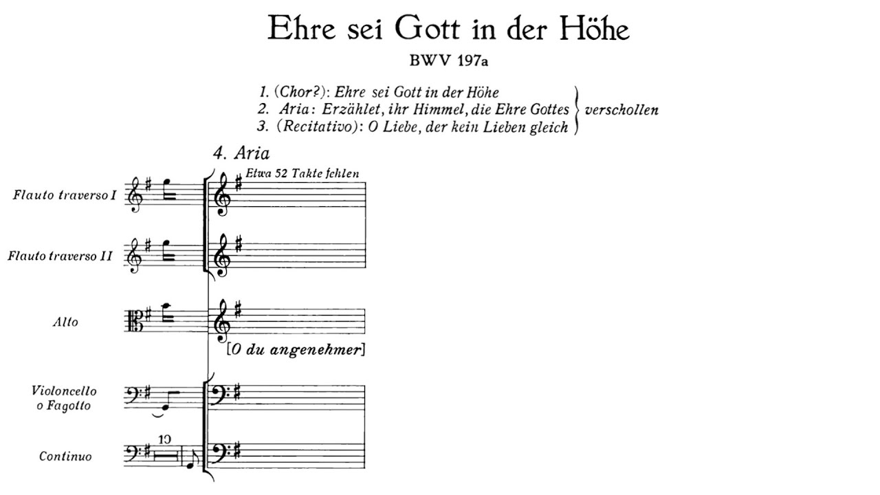 J S Bach - Ehre sei Gott in der Höhe, BWV 197a