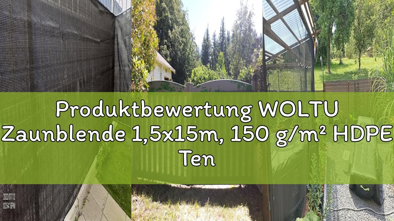 Produktbewertung WOLTU Zaunblende 1,5x15m, 150 g/m² HDPE Tennisblende Schattiernetz Sichtschutz Wind