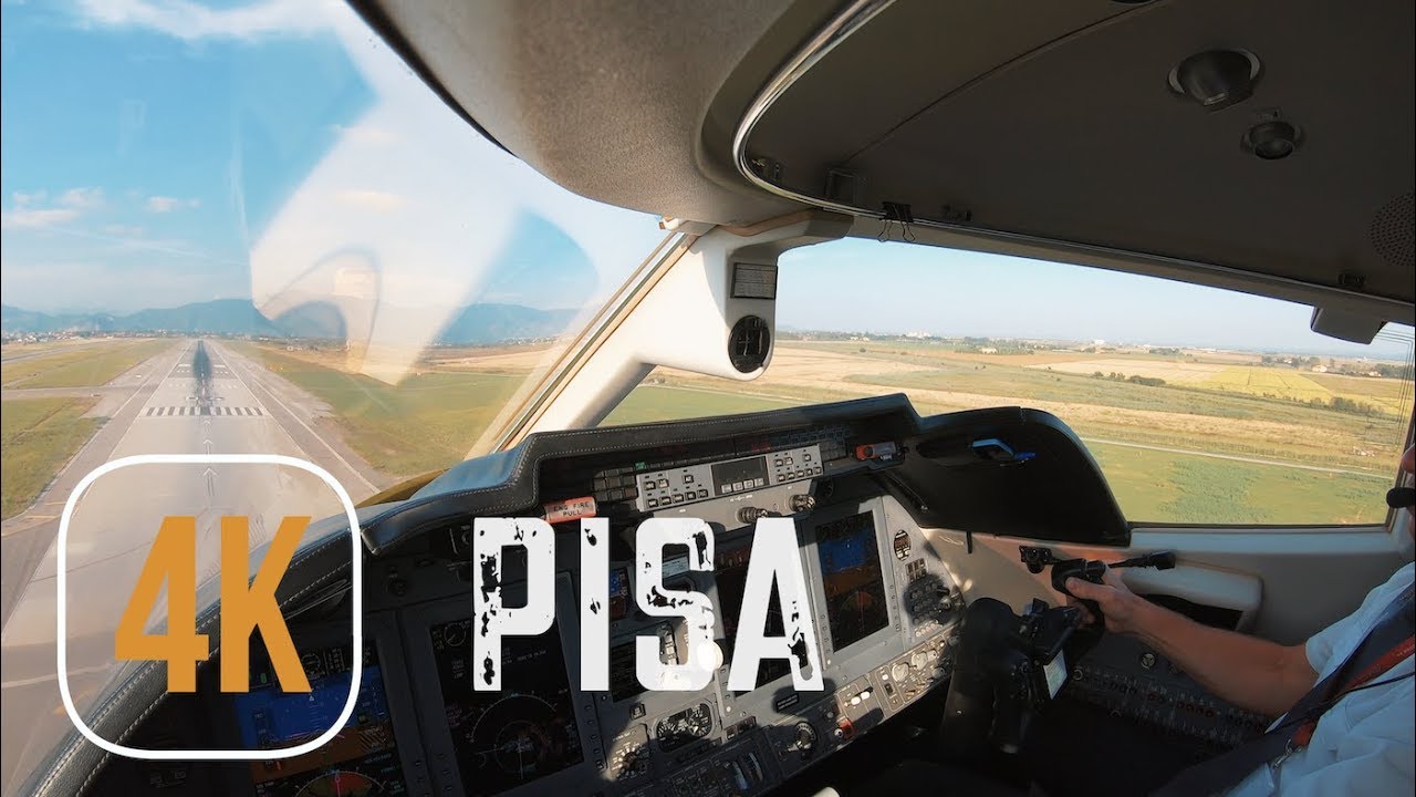 4К Заход на посадку в городе Пиза, Италия на LEARJET 60XR