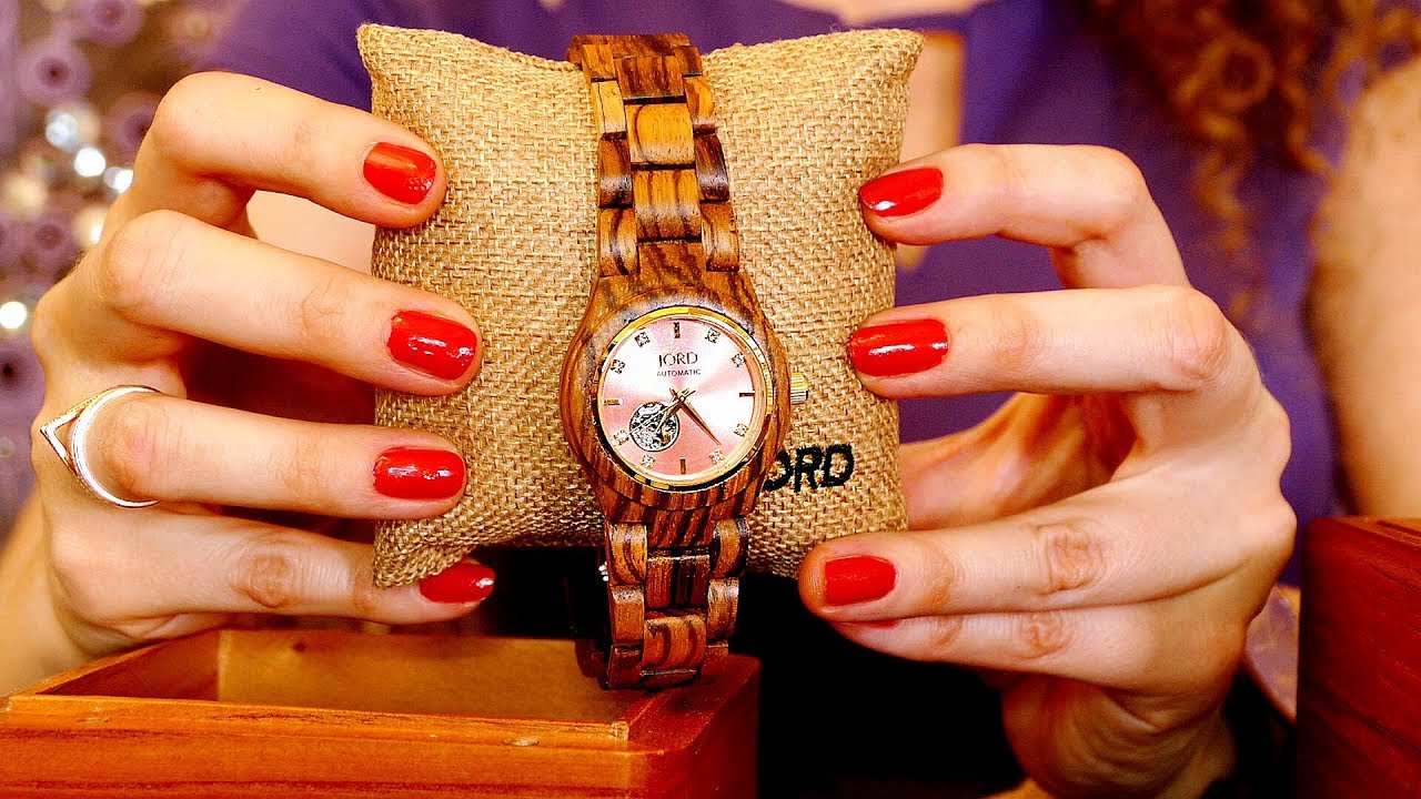ASMR Softly Spoken Tapping, Scratching, Unboxing Wooden Watches, Binaural Sounds, Luxury JORD Watc