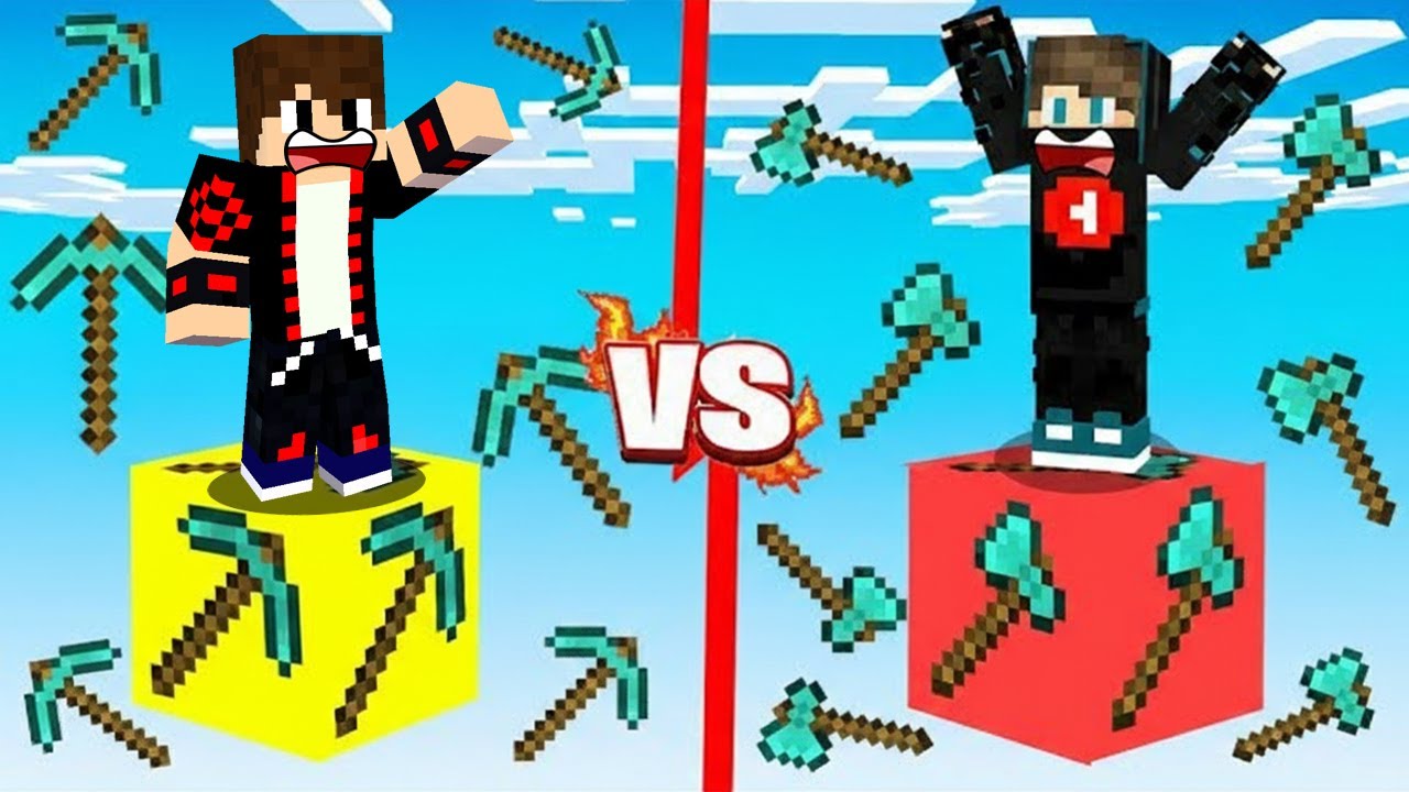 ماين كرافت : حـرب بلوكات حظ الأسلحة الماين كرافتية ولكن البيكاكس ضد الأكس !!؟ 🔥😱