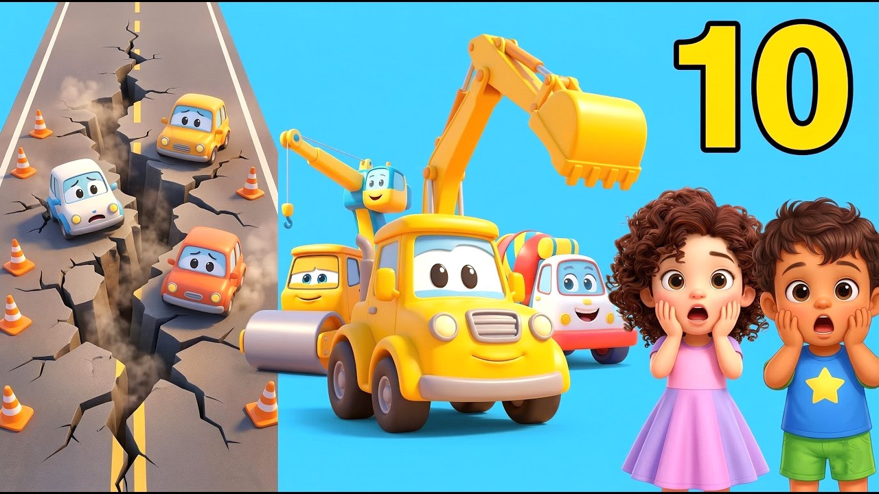 Construction Rescue Counting Song 🚧 | Road Adventure | Numbers 1–10 with construction vehicles