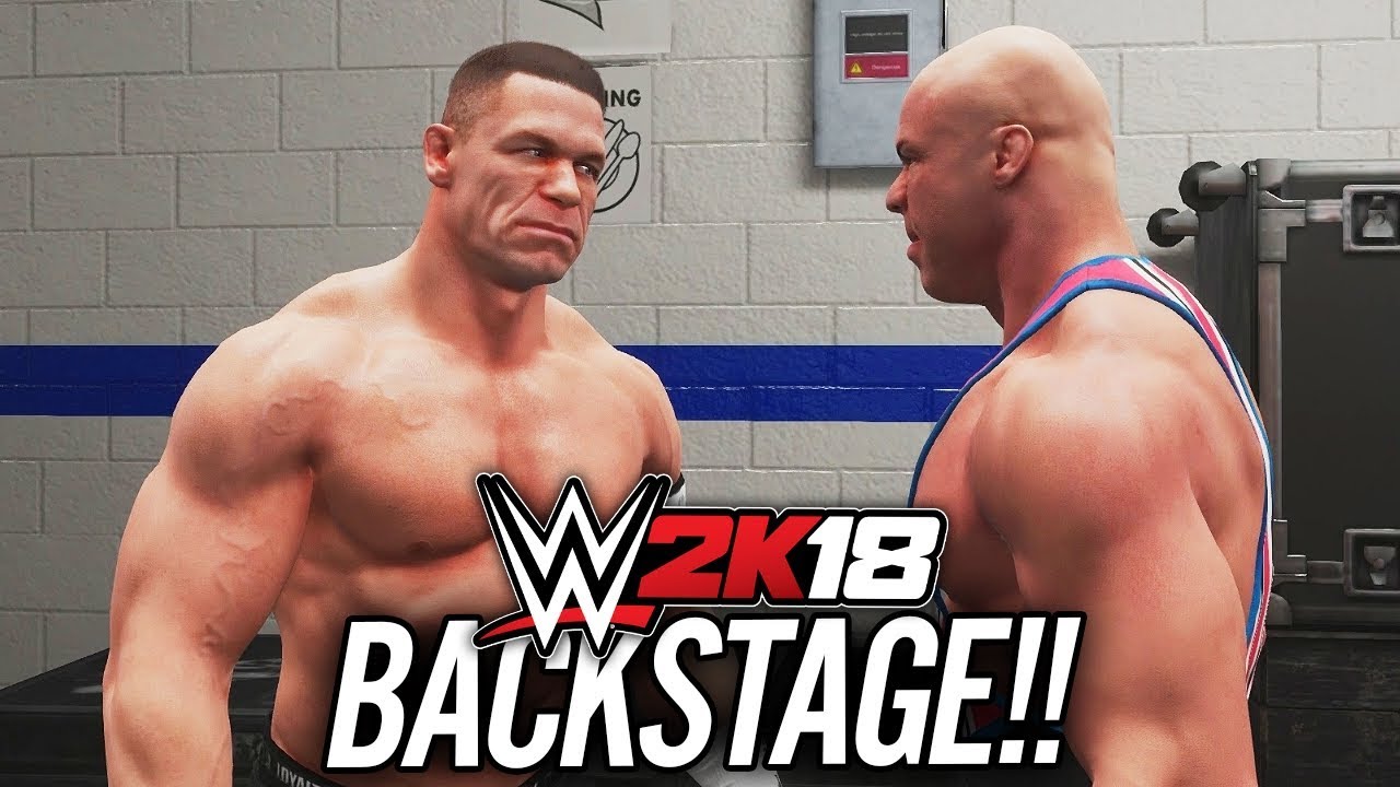 WWE 2K18 - JOHN CENA vs KURT ANGLE!! (BACKSTAGE!! NEW GAMEPLAY!!)