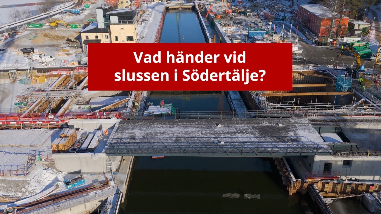 Södertälje sluss – ny klaffbro på plats tvärs över nordens största sluss | Trafikverket