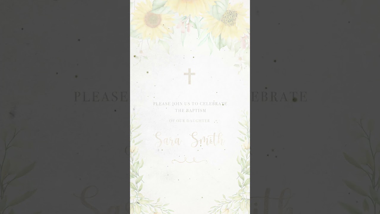 #shorts  Sunflowers Baptism Video invitation PREMIUM EDITION