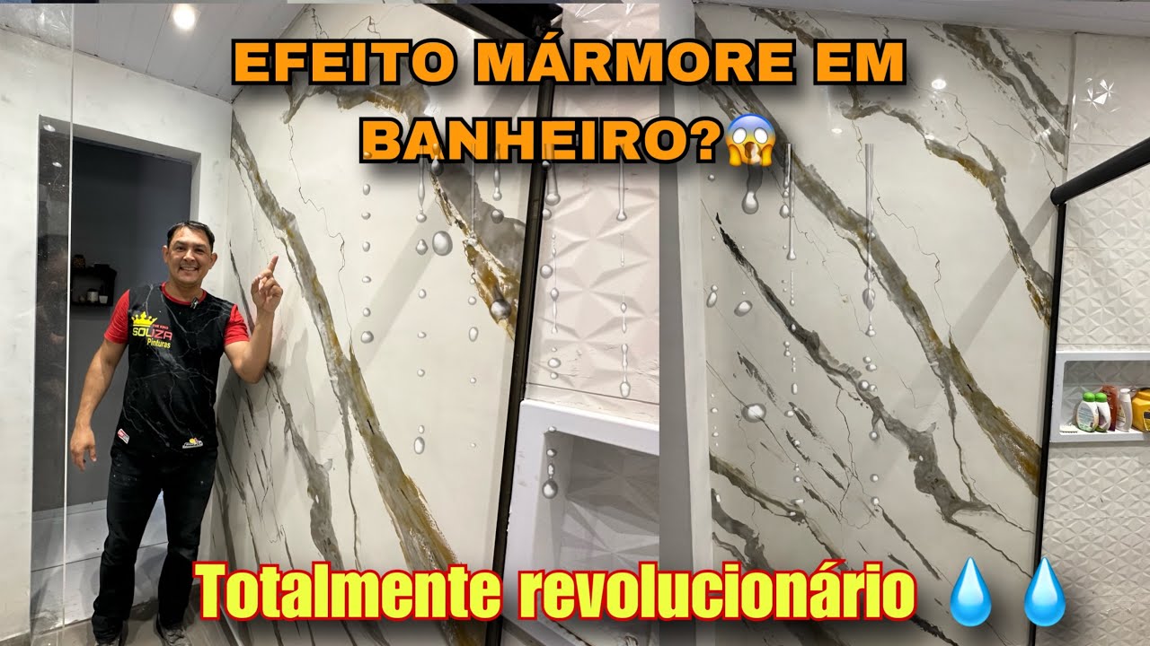 EFEITO MÁRMORE EM BANHEIRO: Agora você poderá fazer GENIAL 😱 passo a passo #marmorato #banheiro
