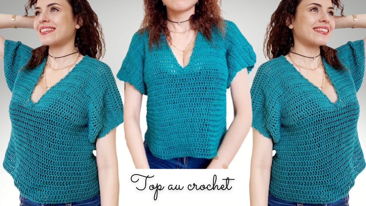 Comment faire un Top au crochet  🧶 Blouse Ana modèle femme  💫 FACILE Tuto pull Hobbii Cotton king