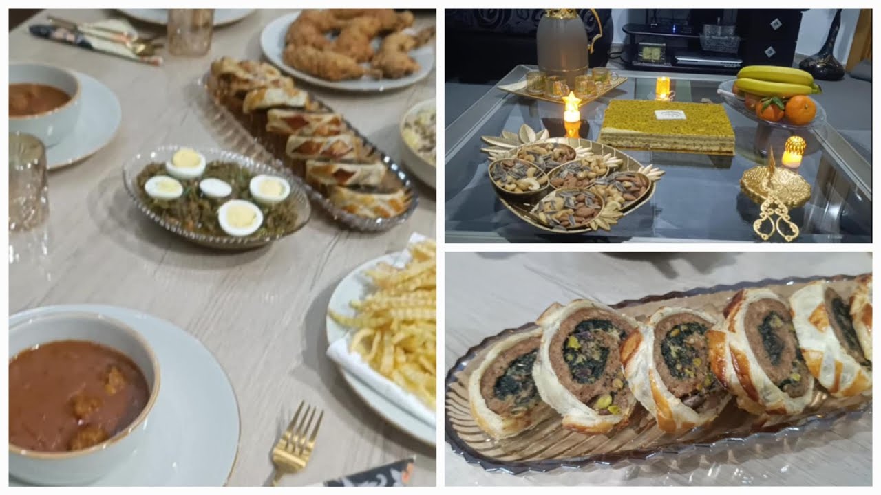 تحضيرات العشاء ليلة رأس السنة🎆 سنة ادارية مبروك على جميع 🎉 طاجين رولاي بالمفروم وسبناخ pàte فويتي