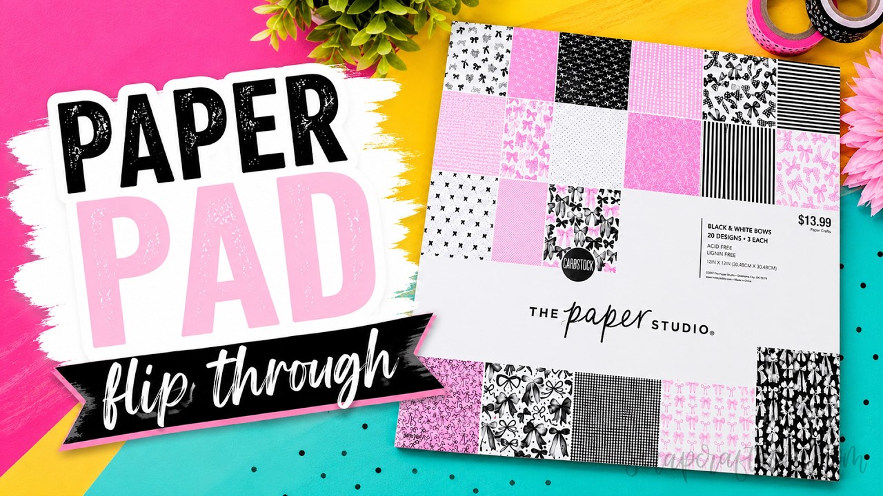 The Paper Studio Black & White Bows Paper Pad Flip Through