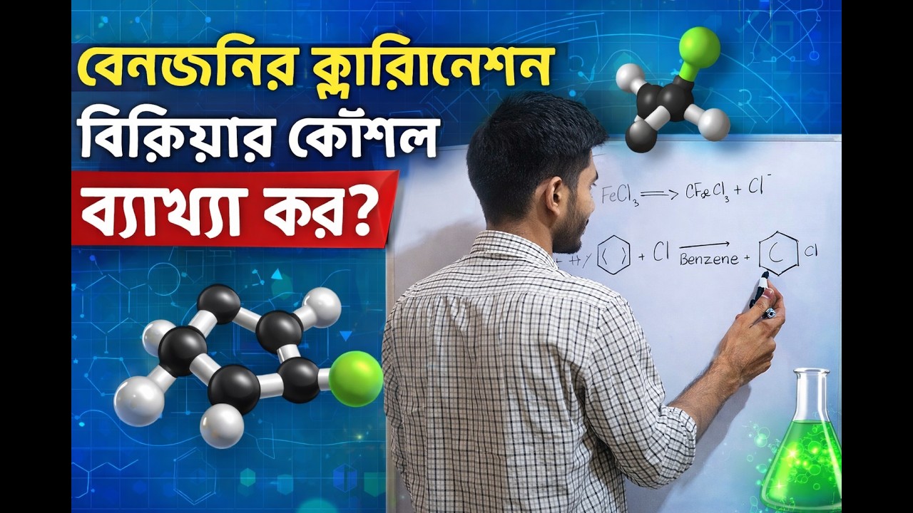 বেনজিনের ক্লোরিনেশন বিক্রিয়ার কৌশলের সহজ ব্যাখ্যা? অনার্স দ্বিতীয় বর্ষ জৈব রসায়ন অধ্যায় ২।