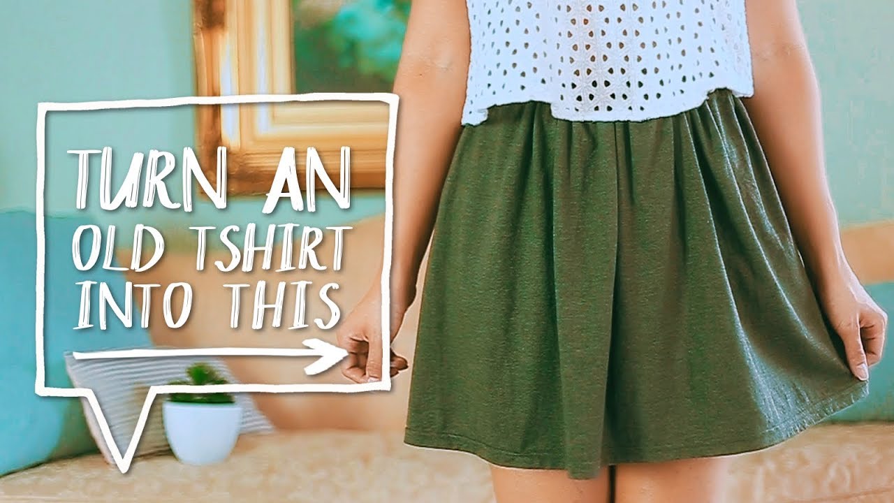 DIY CLOTHES HACK | Transform a TSHIRT into a SKIRT! | Easy Sewing Project  ✨Alejandra's Styles