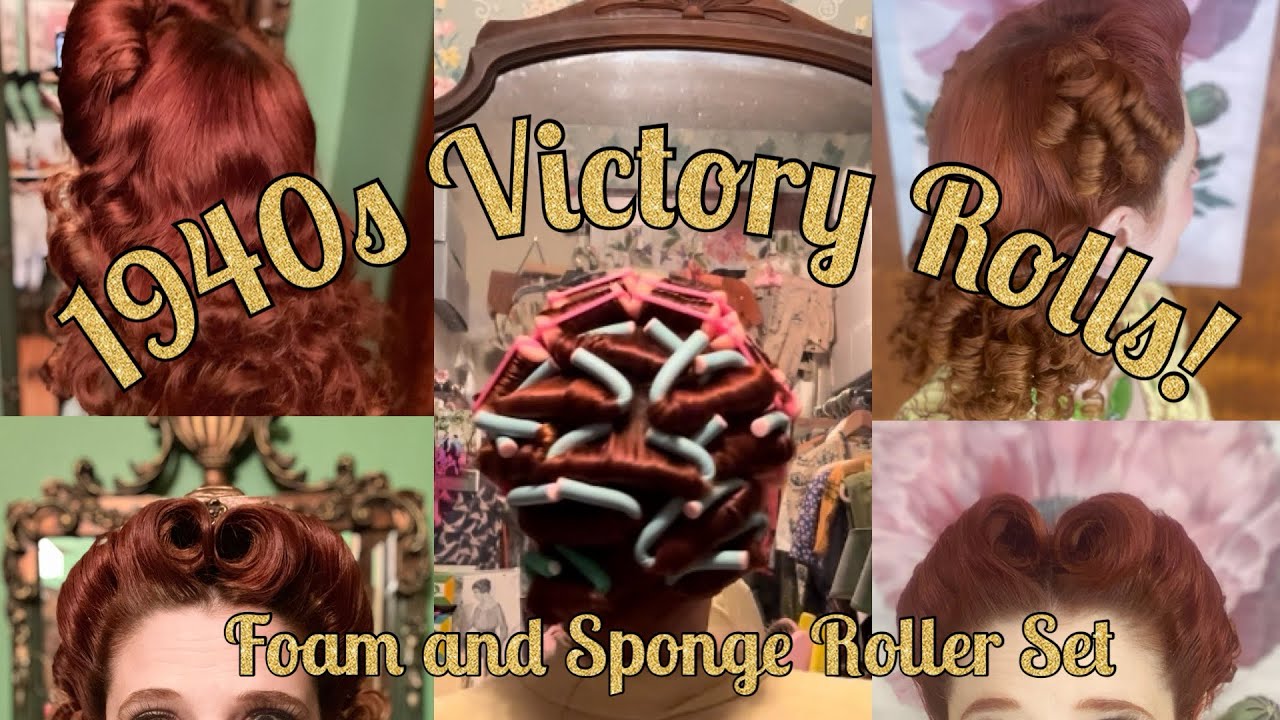 1940s Victory Rolls with Foam and Sponge Rollers Set Hair Tutorial