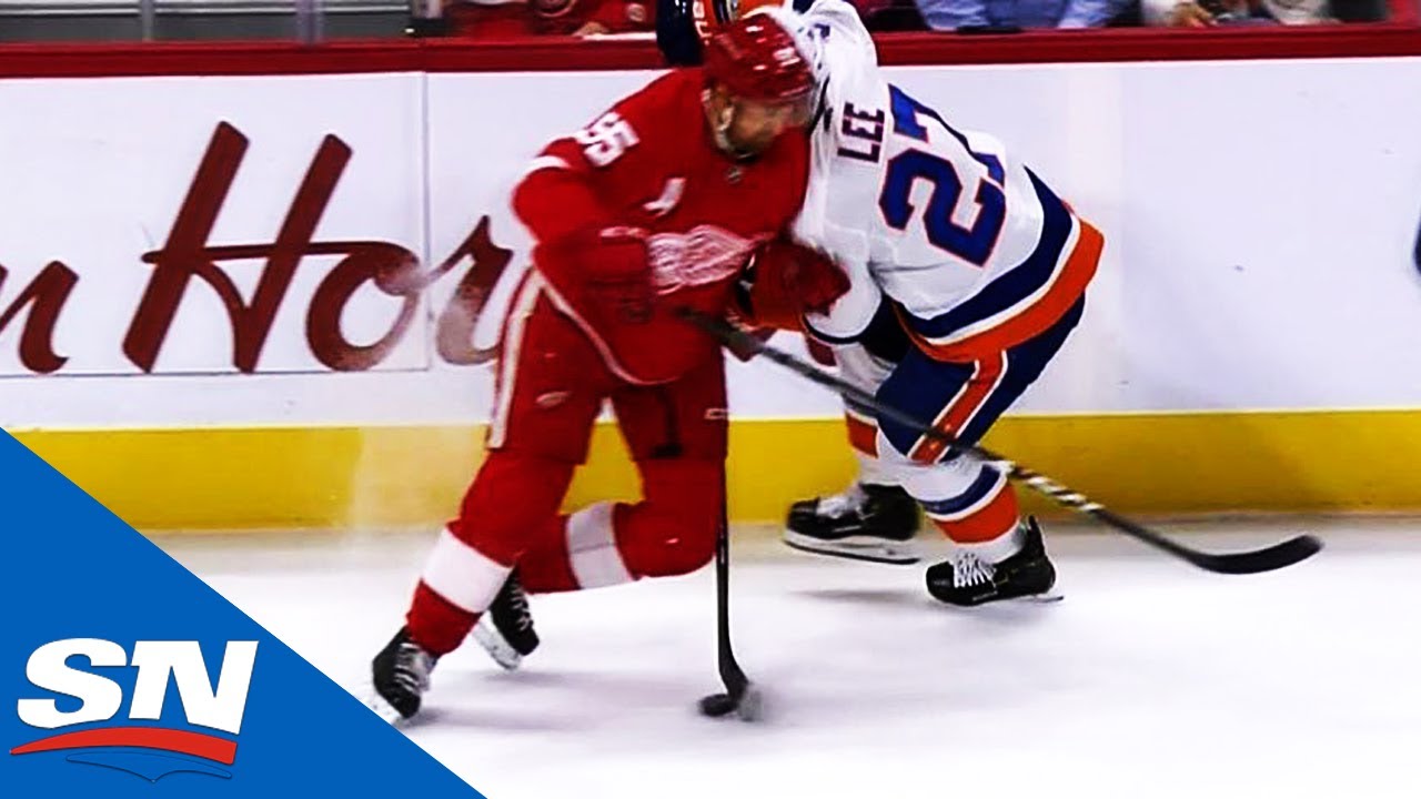 Niklas Kronwall Hits Anders Lee At Full Force Making Contact With Head