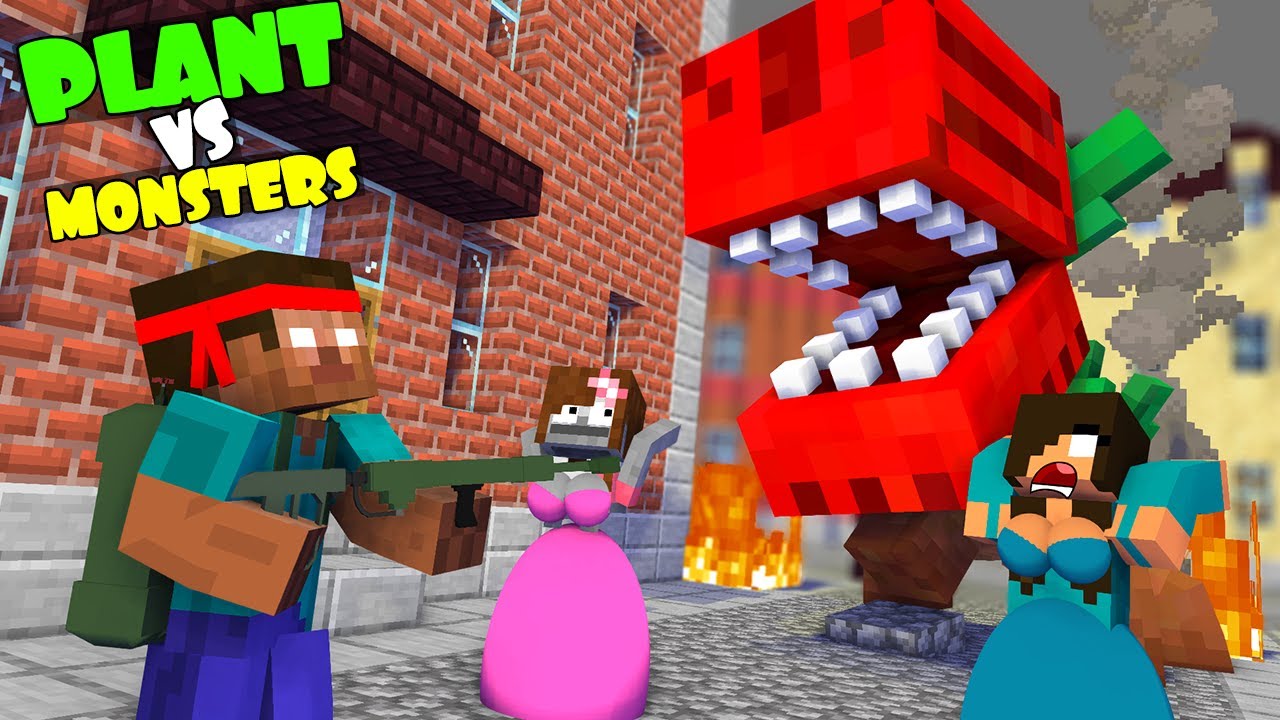 Monster School : Plant Mutant vs Monsters School - Minecraft Animation