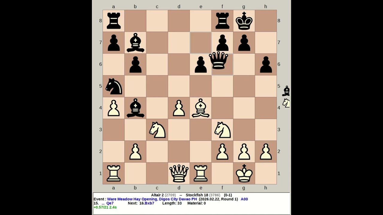 Altair 2 vs Stockfish 18 | Ware Meadow Hay Opening #chess
