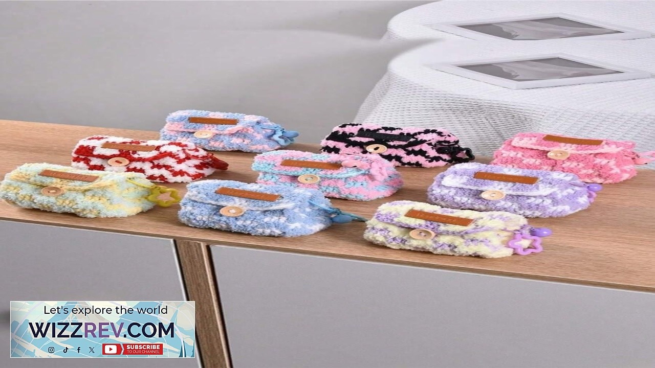 Fashionable Colorful Checkered Headphone Storage Bag Crocheted Design Headphone Protective