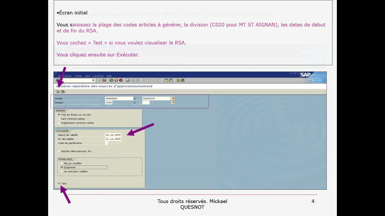 GU SAP R3 ME05 Cr&eacute;ation du RSA