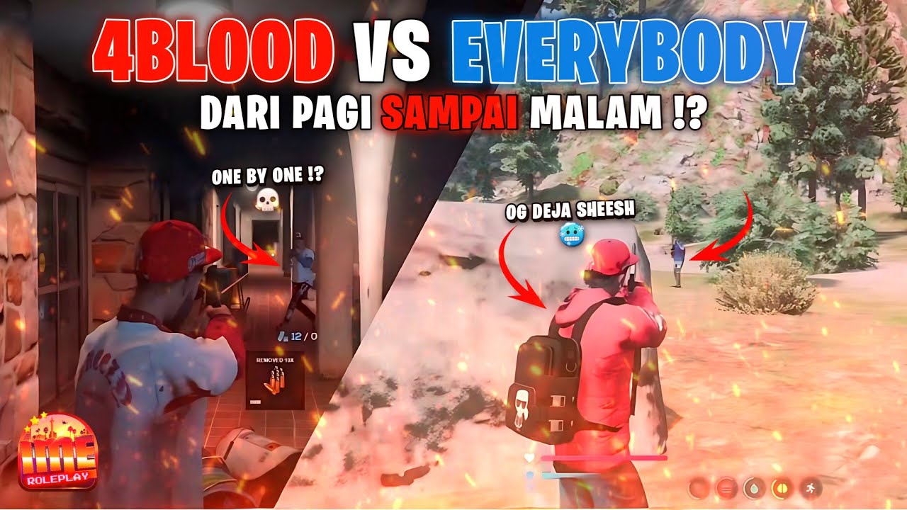 4BLOOD VS EVERYBODY 😱 PERANG NONSTOP DARI PAGI SAMPE MALAM! 🔥 - GTA V ROLEPLAY #imeroleplay #ime