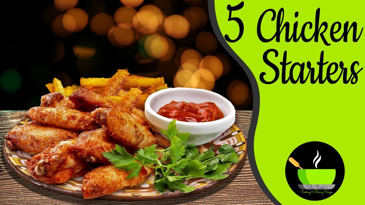 5 Easy Chicken Starters | Indian Non-Veg Recipes | Simple Chicken Starter Recipes | Party Food