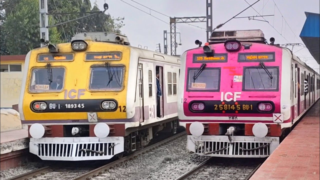 New PINK Medha + Yellow Medha & Different Types Conventional EMU Local Train at Talandu Station | IR