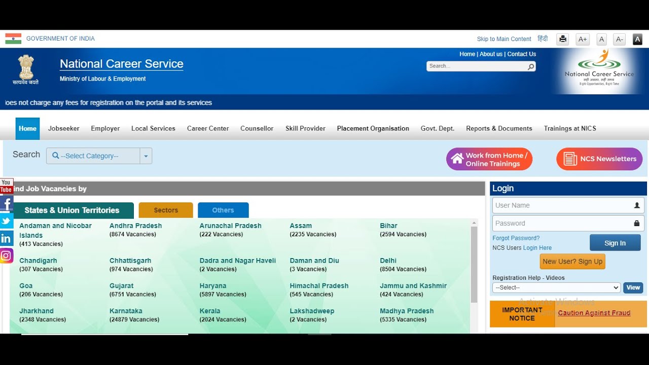Work from Home | National Career Service | Ministry of Labour and Employment