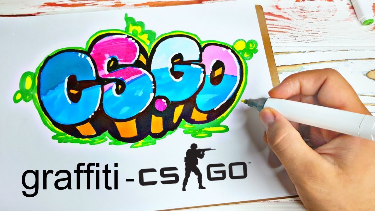 ГРАФФИТИ - CS:GO !!! КАК НАРИСОВАТЬ? !!!  урок граффити graffiti logo cs.go