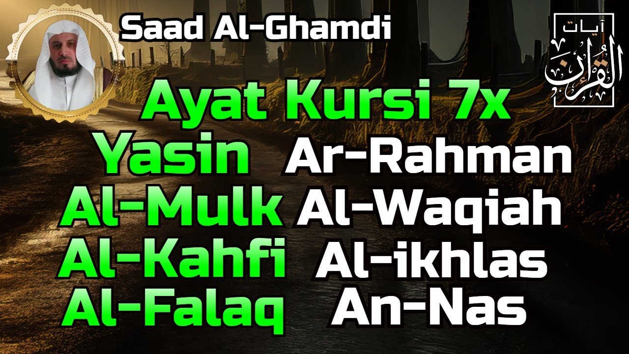 Ayat Kursi 7x, Surah Yasin, Ar Rahman,Al Waqi'ah, Al Mulk, Al Kahfi, Al Fatihah,Ikhlas,Falaq,An Naas