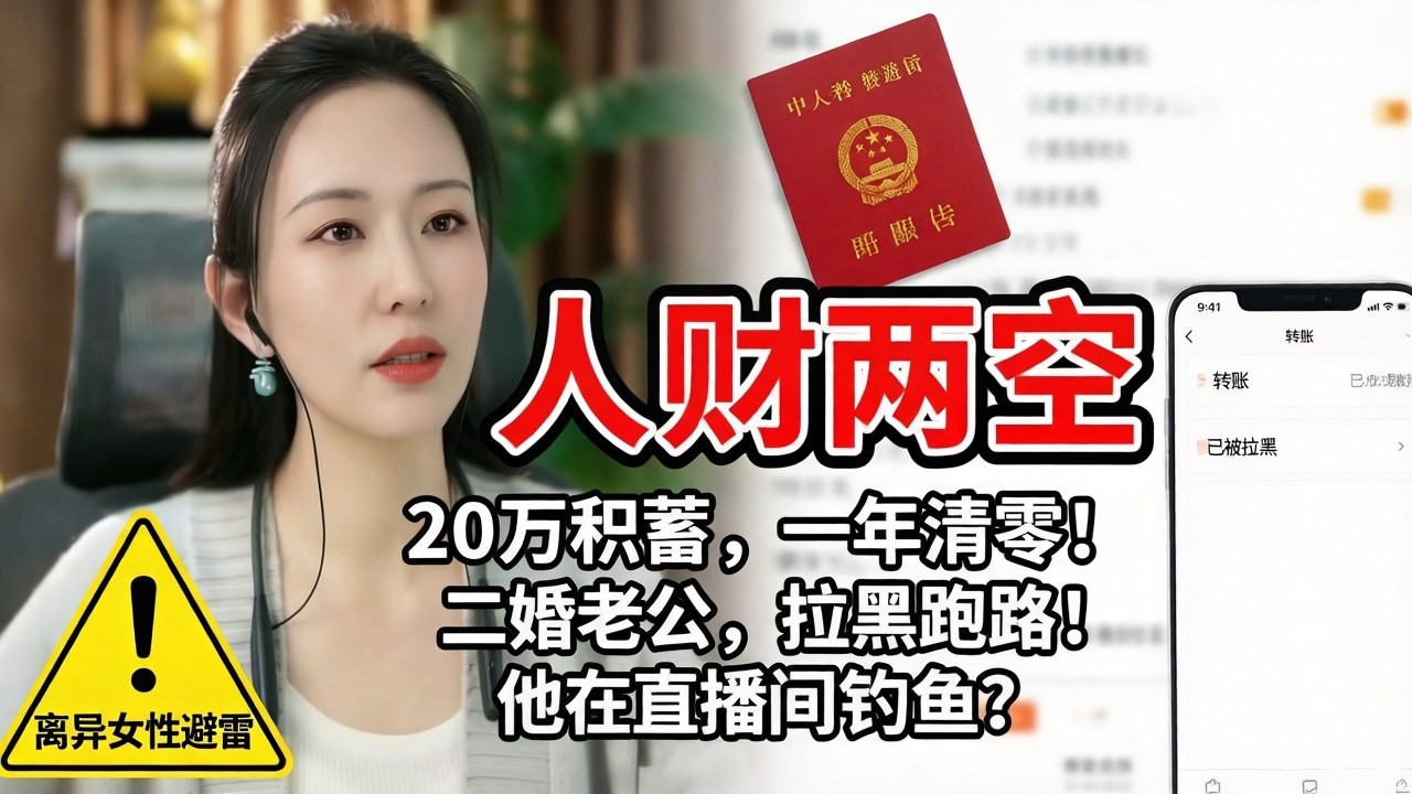 从“榜一大哥”到“软饭男”：揭秘直播间二婚骗局，我用20万买回来的血泪教训。二婚嫁给直播间的“粉丝”，不到一年输掉20万？人财两空后，他竟然拉黑我消失了！