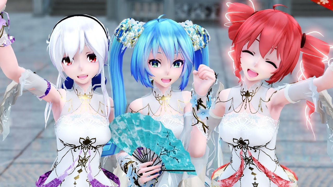 【MMD】響喜乱舞 Kyouki Ranbu (cover)【Miku Haku Teto】[4K]