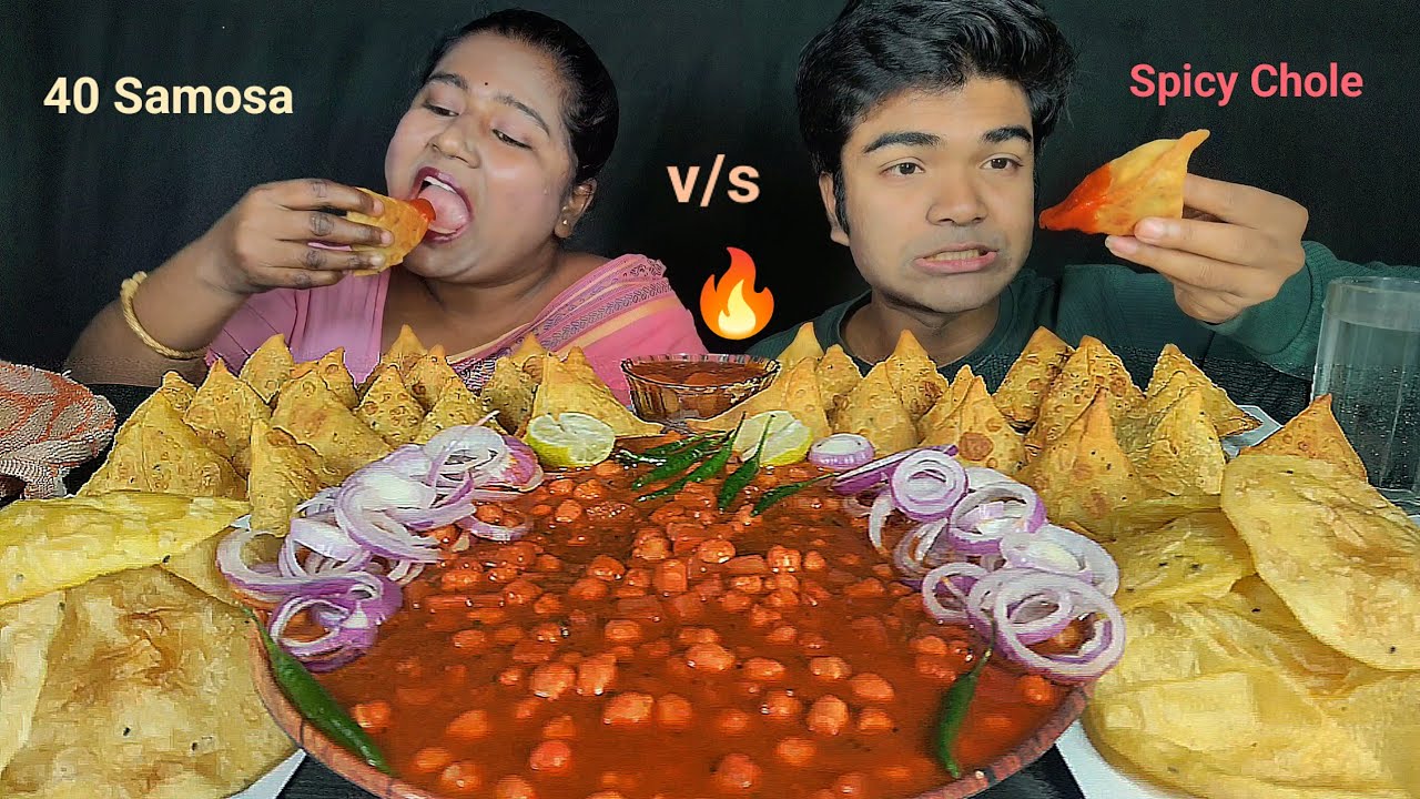 40 Samosa With Chole ❤️‍🔥 | Eating Challenge | Mukbang | Spicy 🔥 | Asmr eating