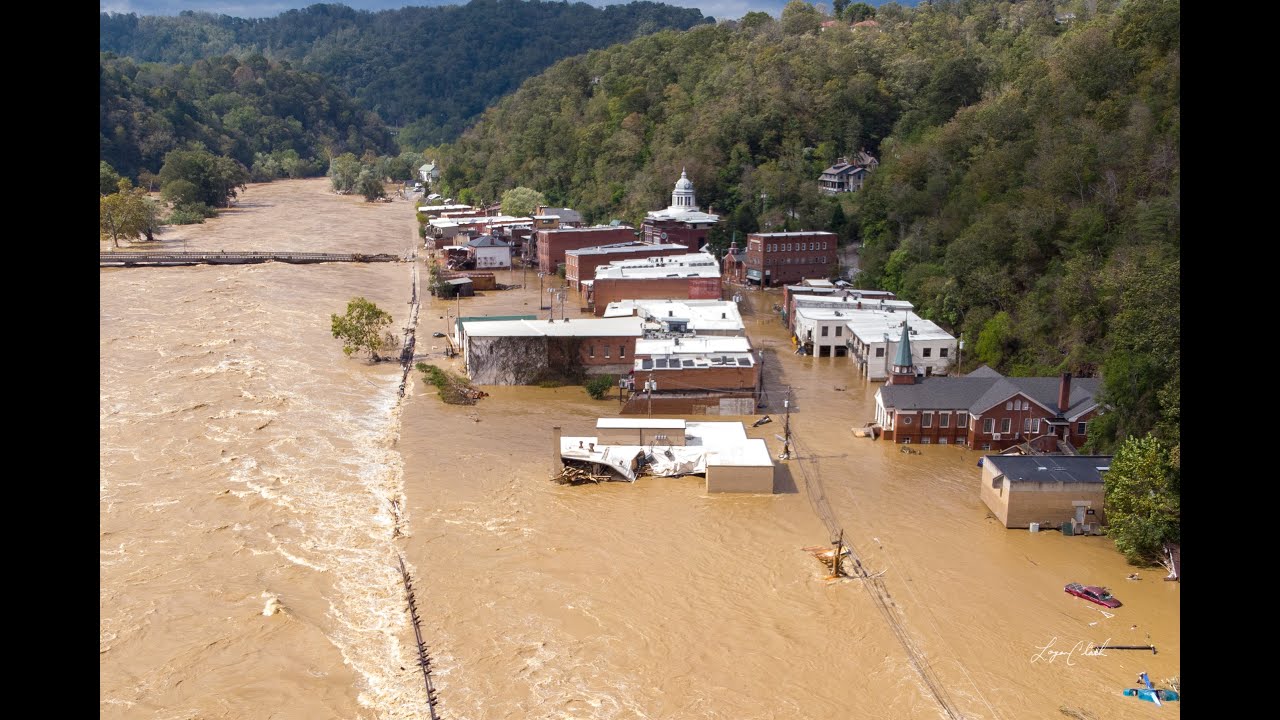 Marshall, NC 2024 Flood | Tropical Storm Helene | Aerial Drone Footage