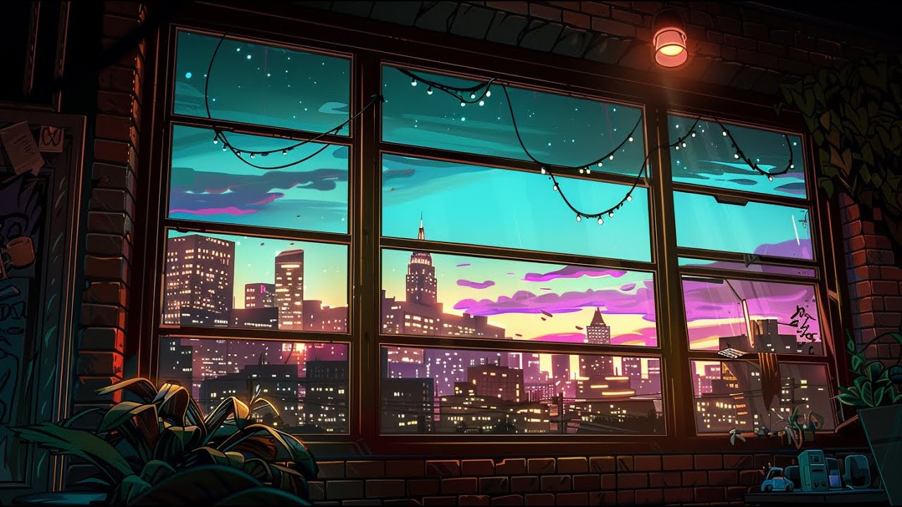Steady Rain at City Window | 10 Hours | Calm Ambient Rain Sounds