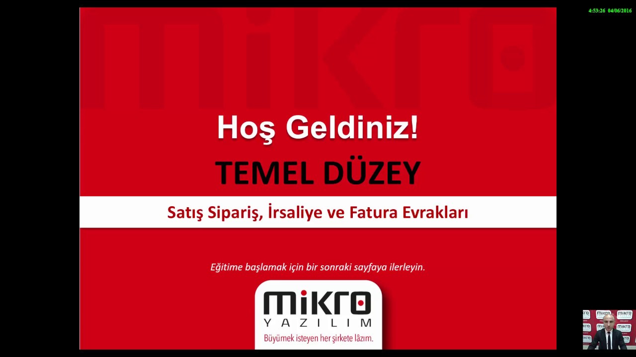 Mikro Yazılım Satış Sipariş, İrsaliye ve Fatura Evrakları Eğitimi