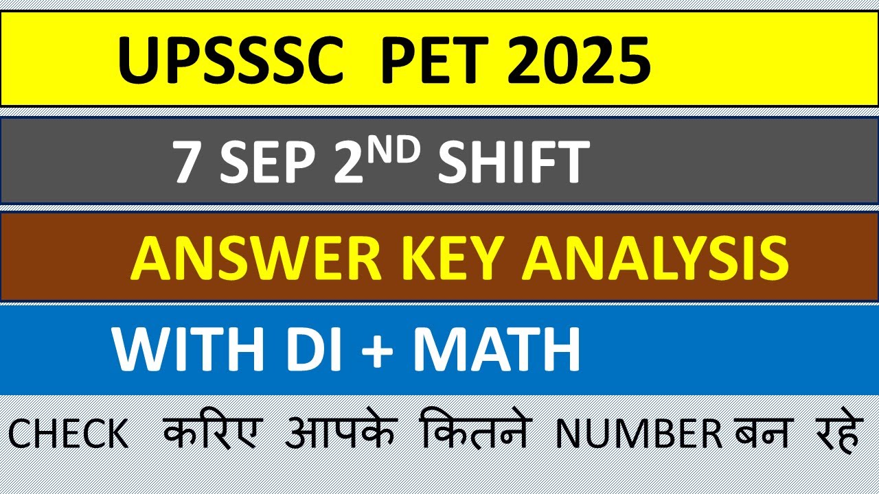 UPSSSC PET Exam Analysis 2025 | UP PET 7 Sept 2025 Shift 2nd Analysis | PET Answer Key & Solution