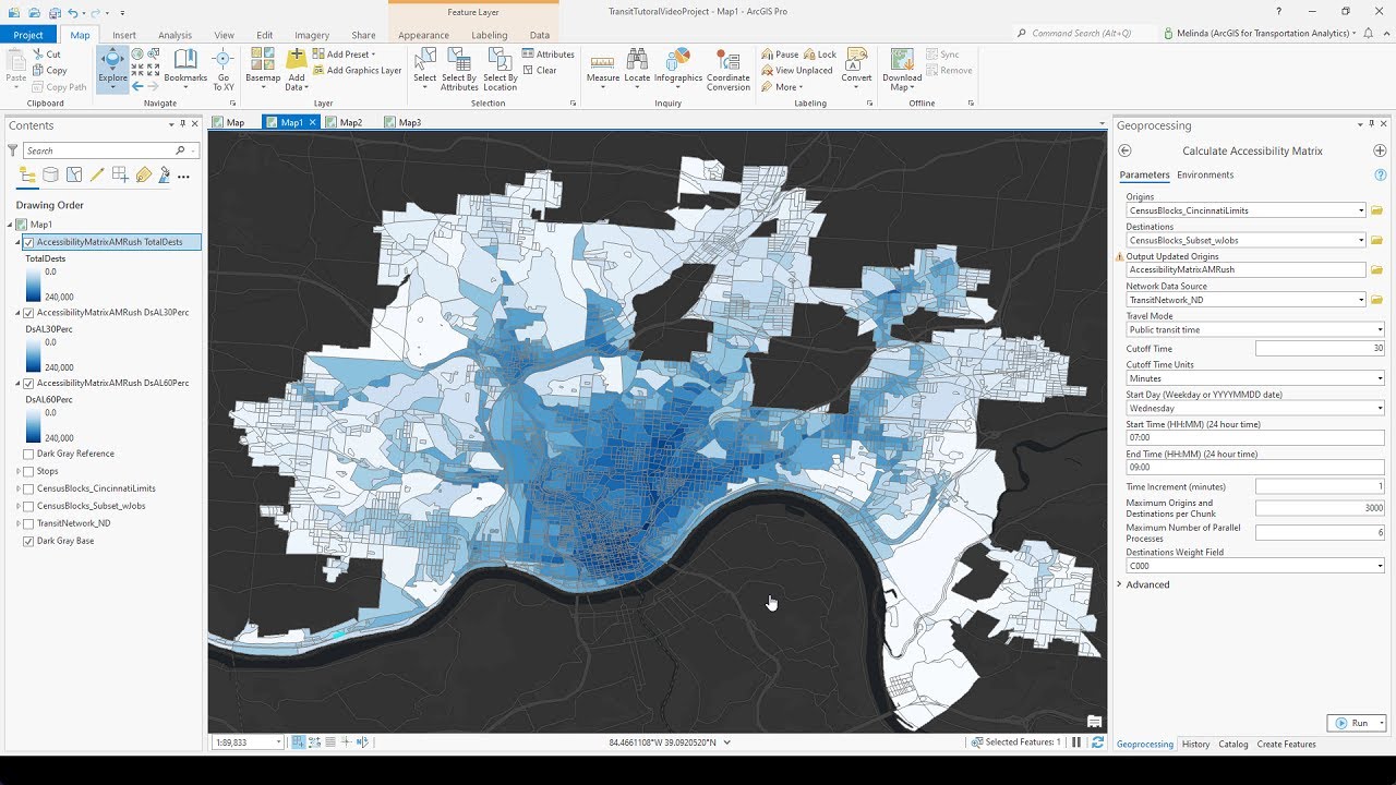 Transit Accessibility to Destinations