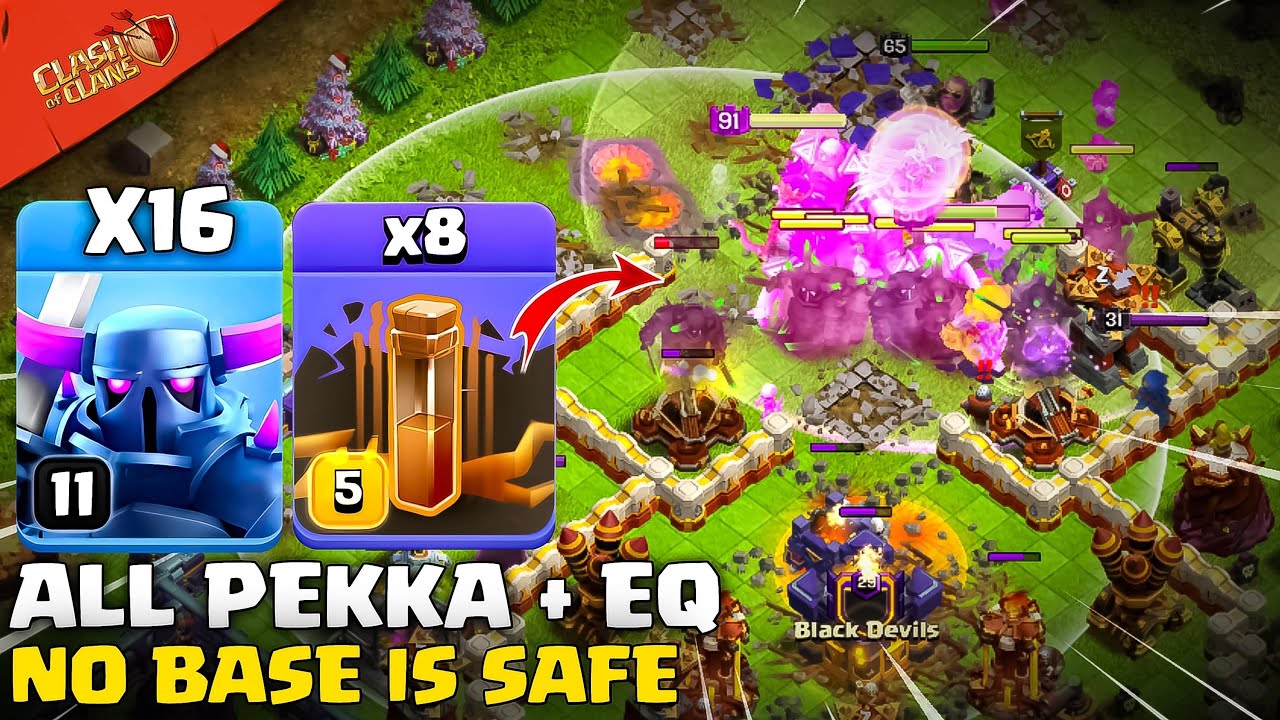 Destroy Th16 Base EVERYTIME! Mass Pekka + Eq Spell Attack Strategy | Clash OF Clans