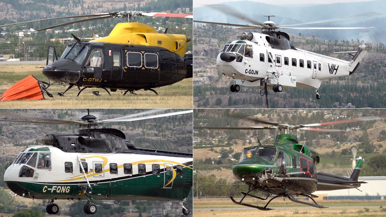 Firefighting Helicopter Action at the Penticton Airport