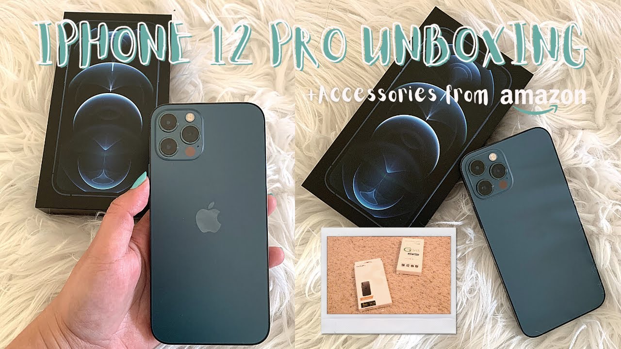 IPHONE 12 PRO UNBOXING AESTHETIC (PACIFIC BLUE 256 GB) + ACCESSORIES