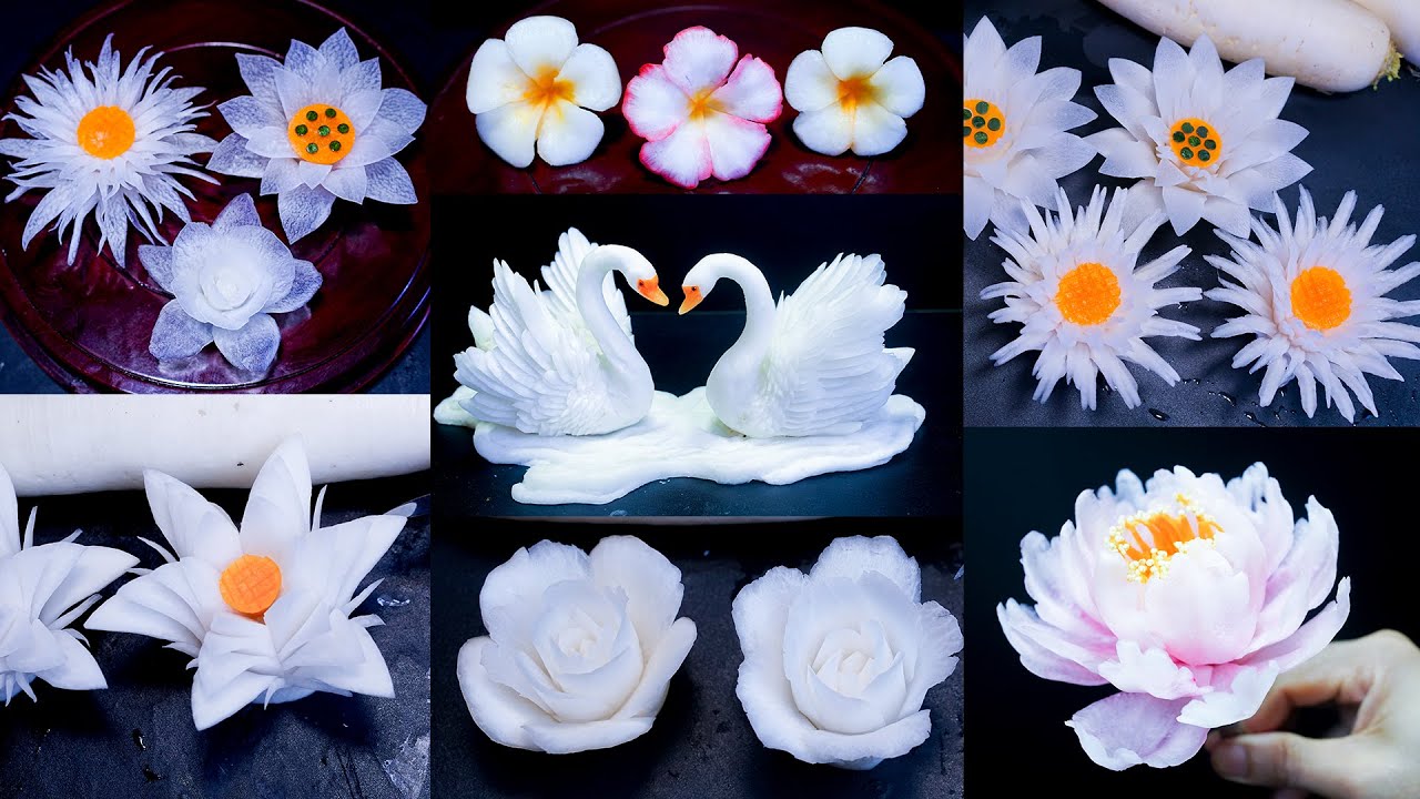 Professional Chef Shows How to make Radish Flower Designs | Vegetable Carving Art