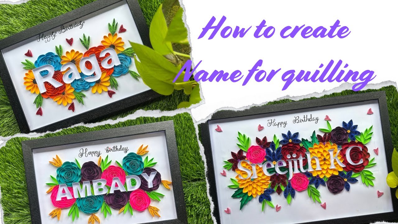 Quilling Name art ചെയ്യാൻ Name എങ്ങനെ create ചെയ്യാം#quilling #quilted #quillingart