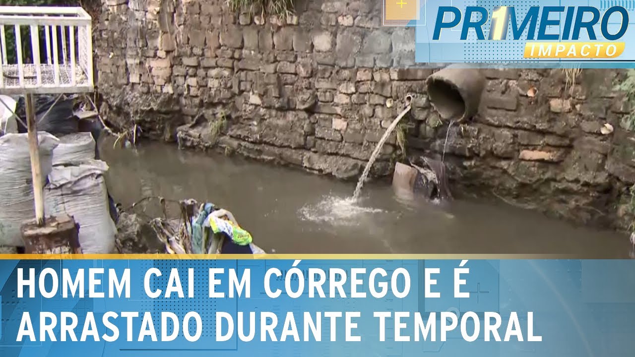 Desaparecido: Homem é arrastado após temporal em Jandira (SP) | Primeiro Impacto (24/10/24)