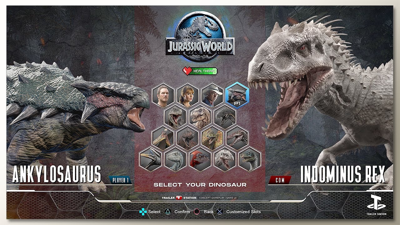 Indominus Rex vs Ankylosaurus with Healthbars