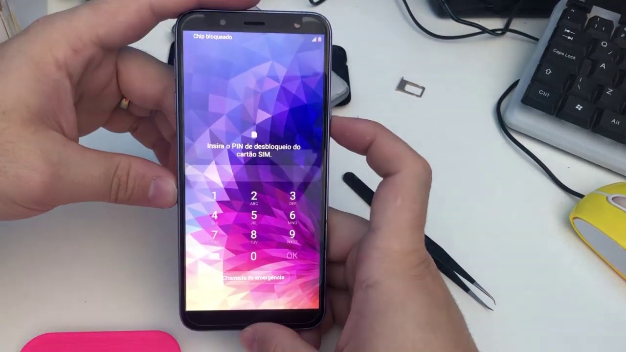 Vídeo - Aula removendo conta Google Samsung J6 Android 9 0 com Puk Pin
