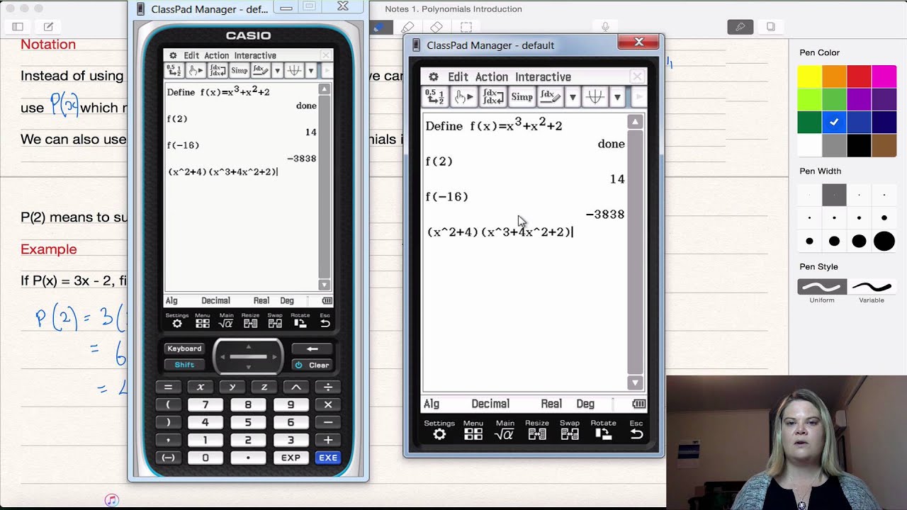Polynomials using Casio ClassPad CAS