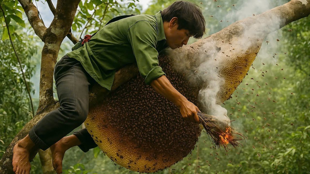 Unbelievable Giant Beehive Found Deep in the Forest &ndash; Wild Honey Harvest