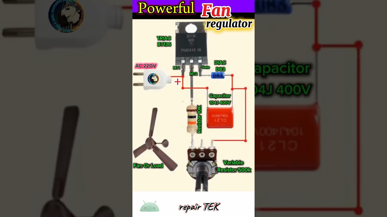 Powerful Fan Regulator #tutorial #diagram #shorts #amsr#diy #electronic #facts #regulator