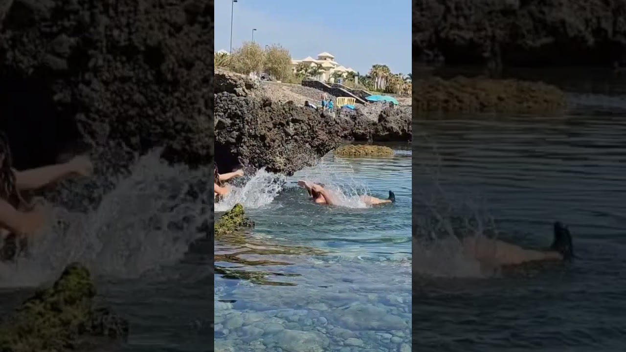 Amazing!!! Swimming in Natural Volcanic Sea Pool!!! Tenerife, La Jaquita 2, Alcala, May