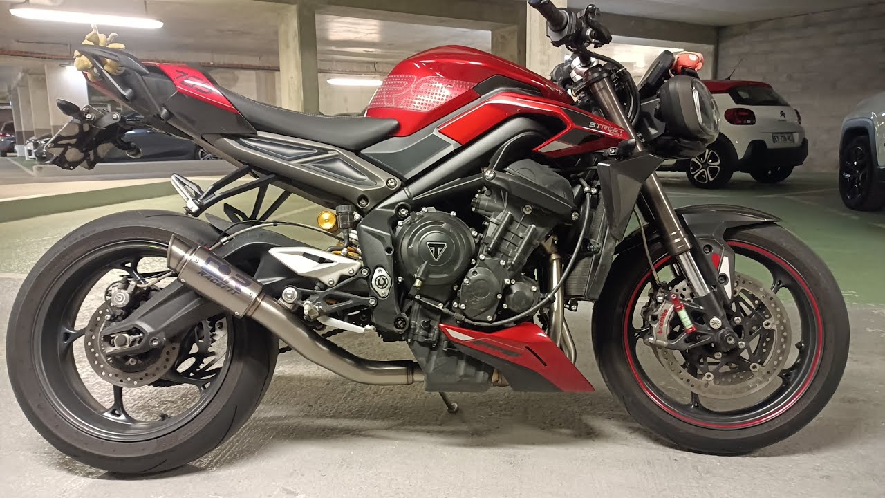 Triumph Street Triple RS 2023 exhaust stock vs racefit growler