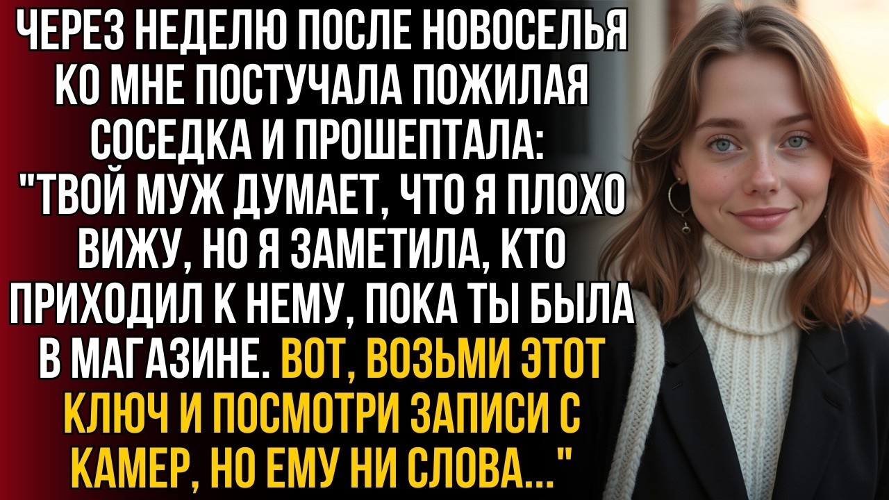 Соседка шепнула: «Мужу ни слова! Я видела, кто был у него, пока вы в магазине. Вот ключ от камер...»