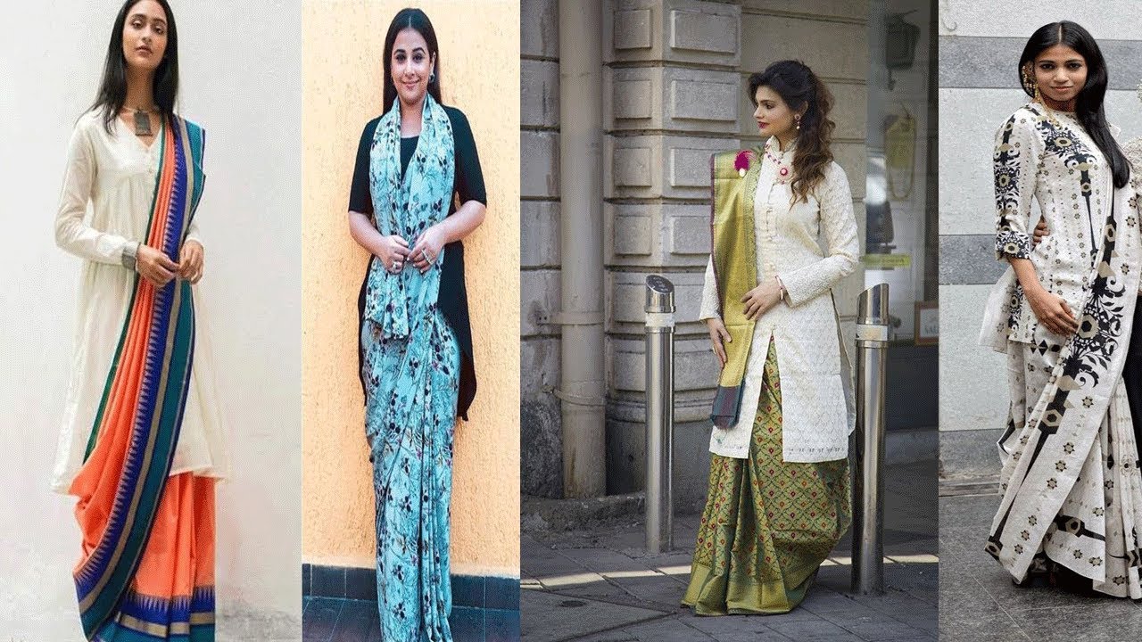 Modern saree With Kurta Blouse Designs Ideas||Stylish Corset Blouse Designs For Indian Saree